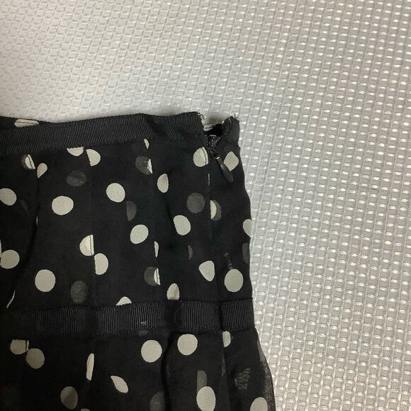Lauren Ralph Lauren Black & White Silk Polka Dot Flowy Skirt - Picture 7 of 11